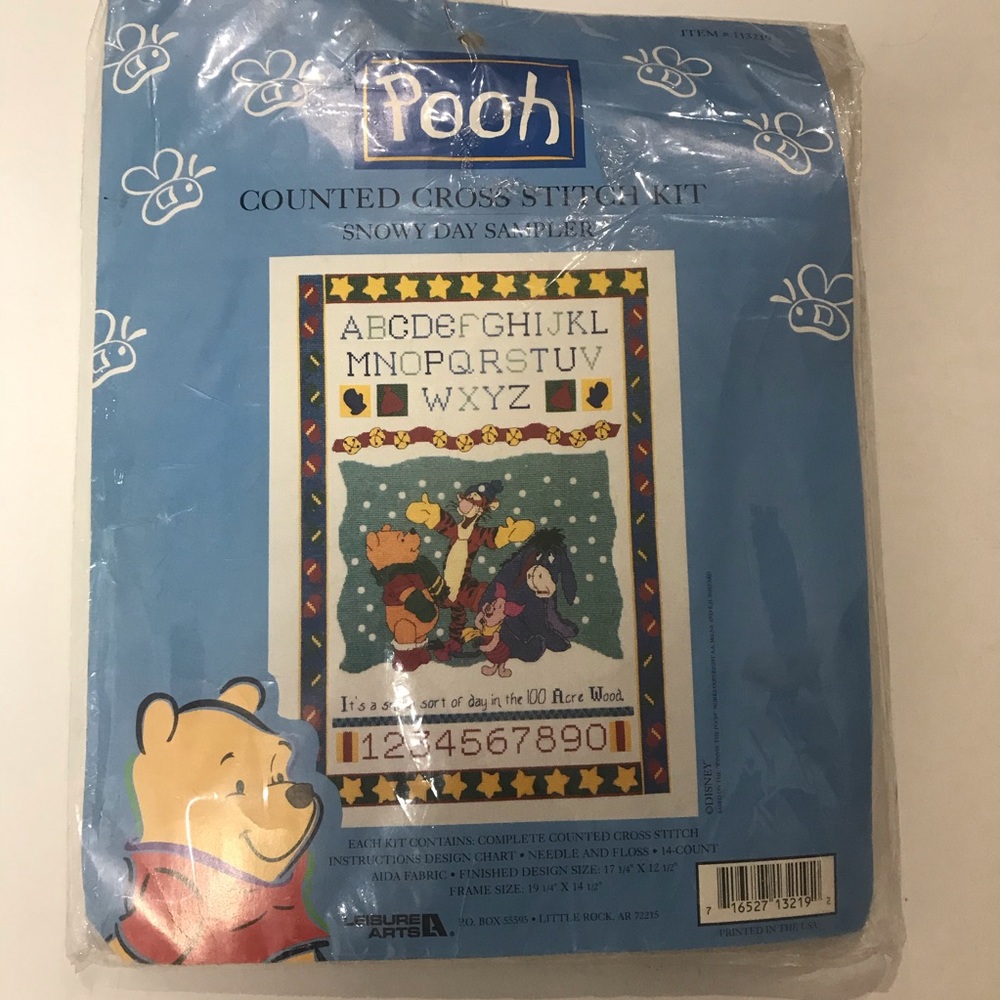 Pooh Counted Cross Stitch Kit Snowy Day Sampler